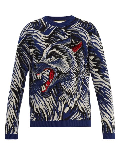 gucci wolf intarsia wool sweater